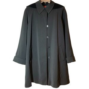 Gallery Black All-Weather Trench Coat Removable Liner & Detachable Velvet Hood S